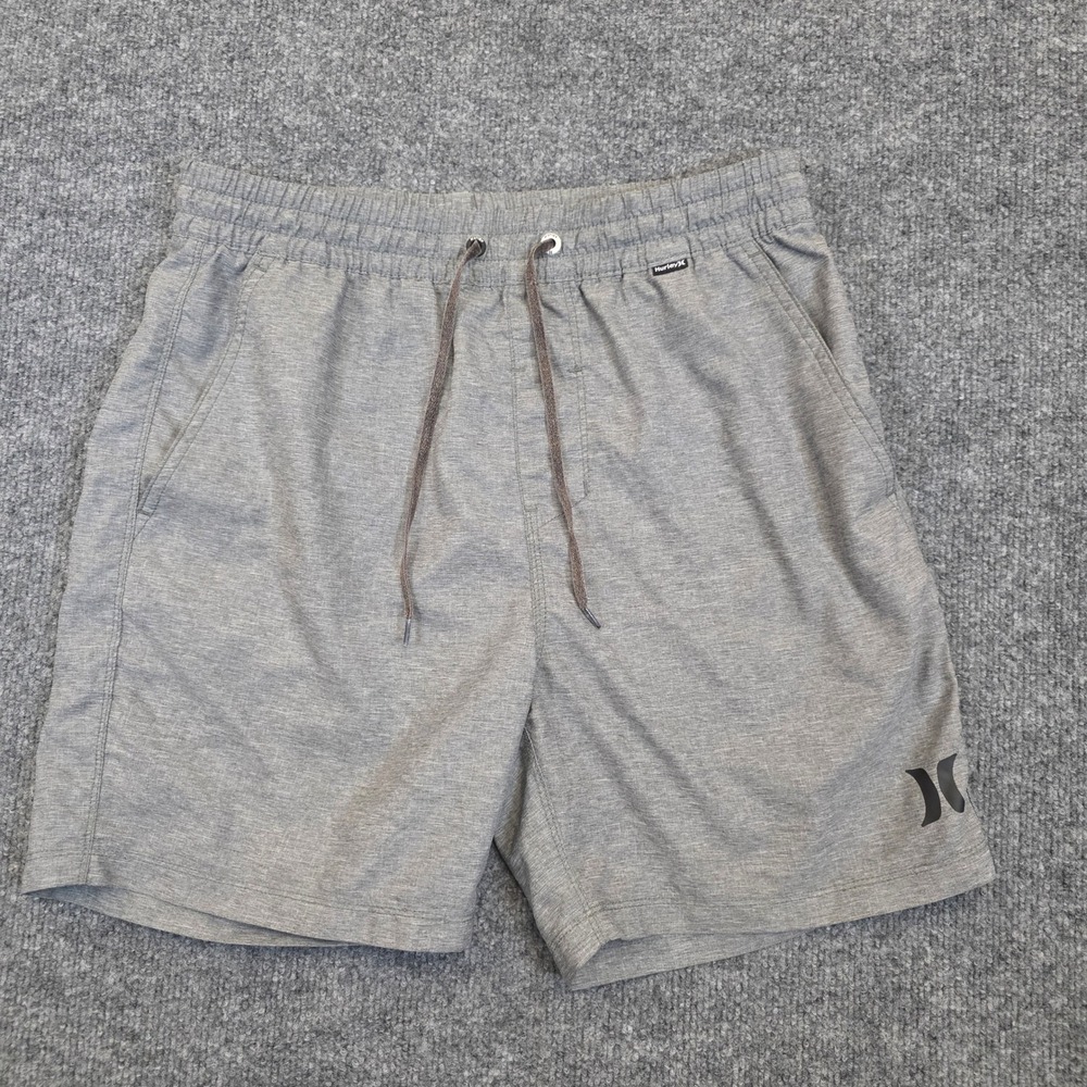 Hurley Shorts Mens Small Gray Heathered Hybrid Walk Elastic Waist Drawstring